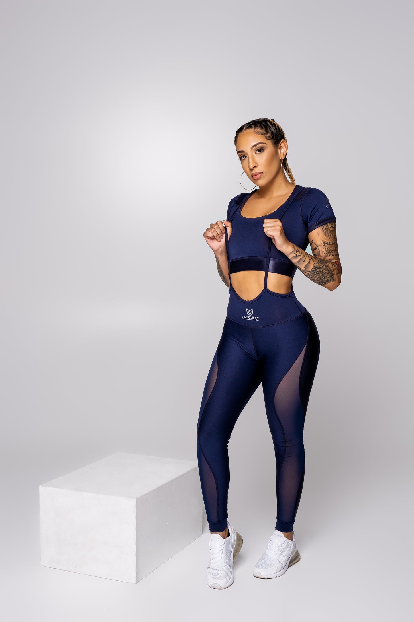 JENNII-SUSPENDER 2 PCS mesh cut-out jumpsuit