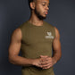 Men’s Army Green sleeveless muscle shirt, lightweight fitness top, boxing and gym wear