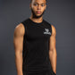 Men’s Black sleeveless muscle tank shirt, lightweight breathable fitness top, ideal for boxing and gym training