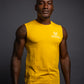 Men’s yellow sleeveless muscle shirt, lightweight breathable fitness top, ideal for boxing and gym training